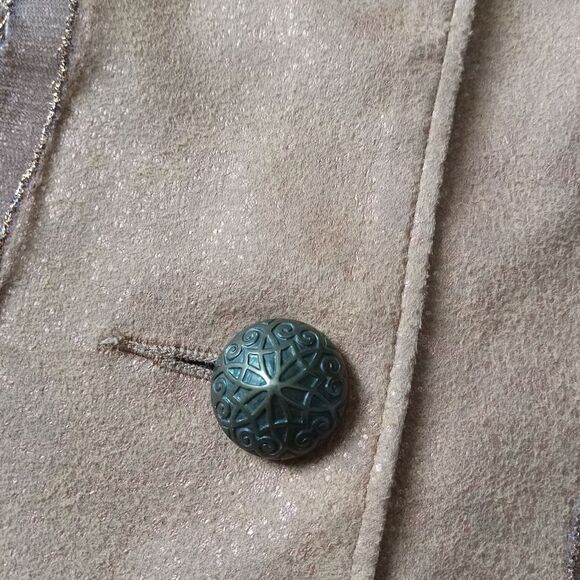 Very Vera Copper Brown Faux Suede Embellished Lightweight Jacket Women's Large - Picture 8 of 12